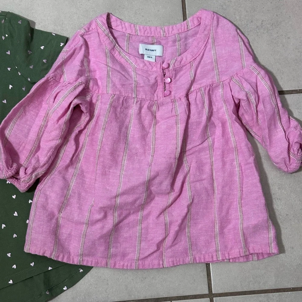 Old‎ Navy Girls Kids Floral/Stripe Blouses Pink size S(6-7).